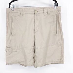 Columbia PFG Mens Size 36 Khaki Ripstop Flat Front Hiking Water Shorts
